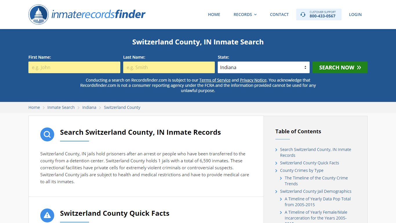 Switzerland County, IN Inmate Lookup & Jail Records Online
