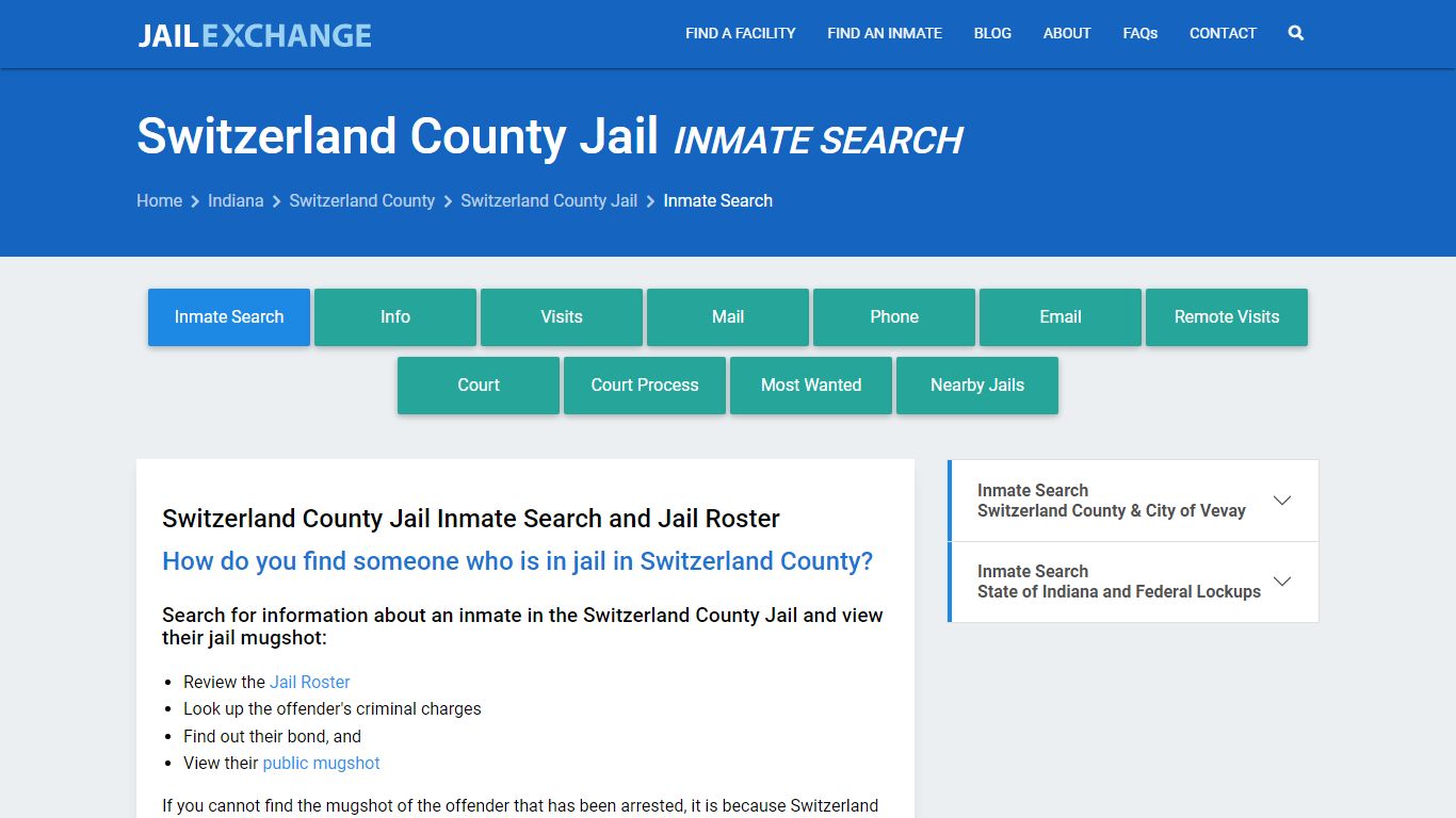 Inmate Search: Roster & Mugshots - Switzerland County Jail, IN