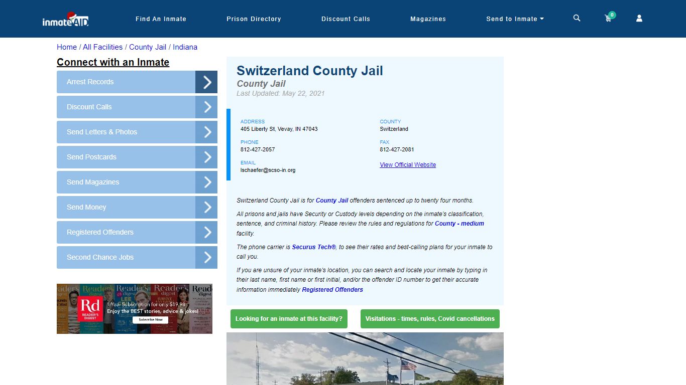 Switzerland County Jail - Inmate Locator - Vevay, IN