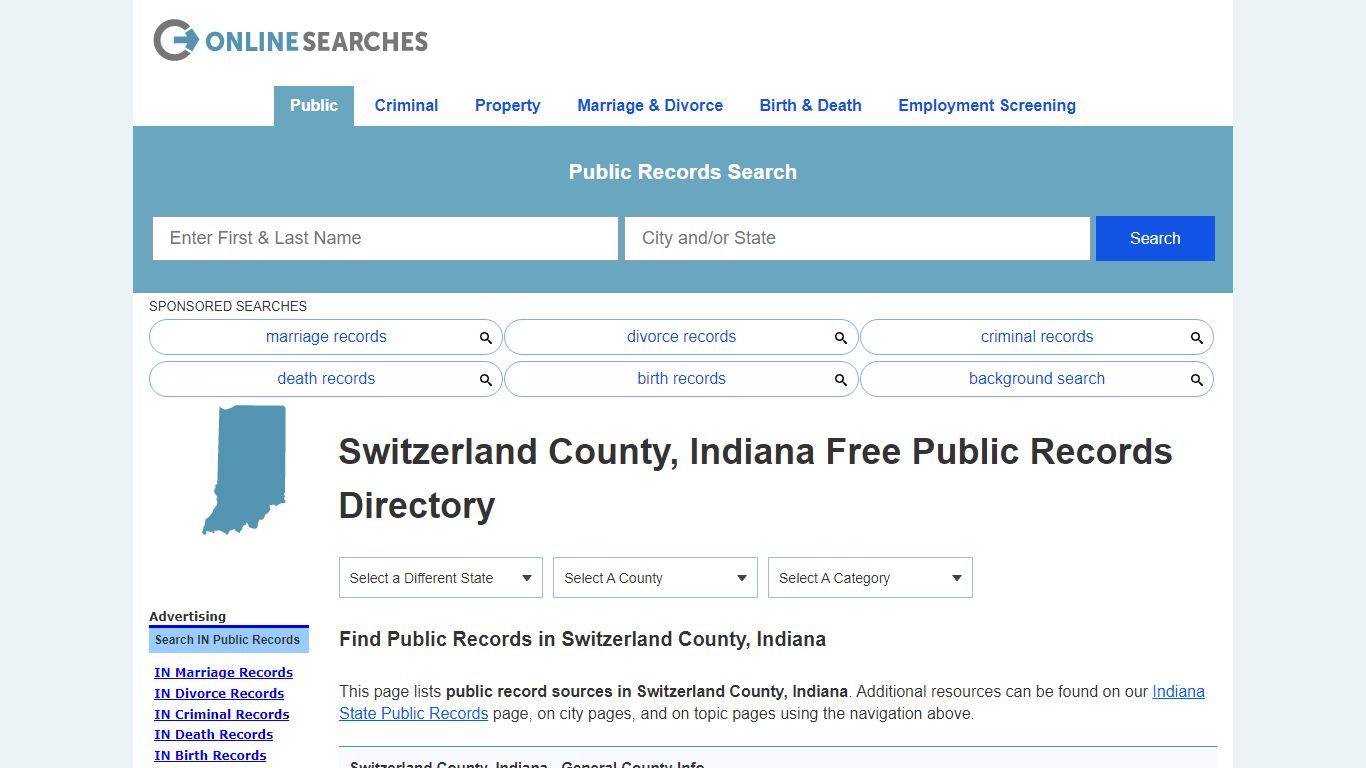Switzerland County, Indiana Public Records Directory